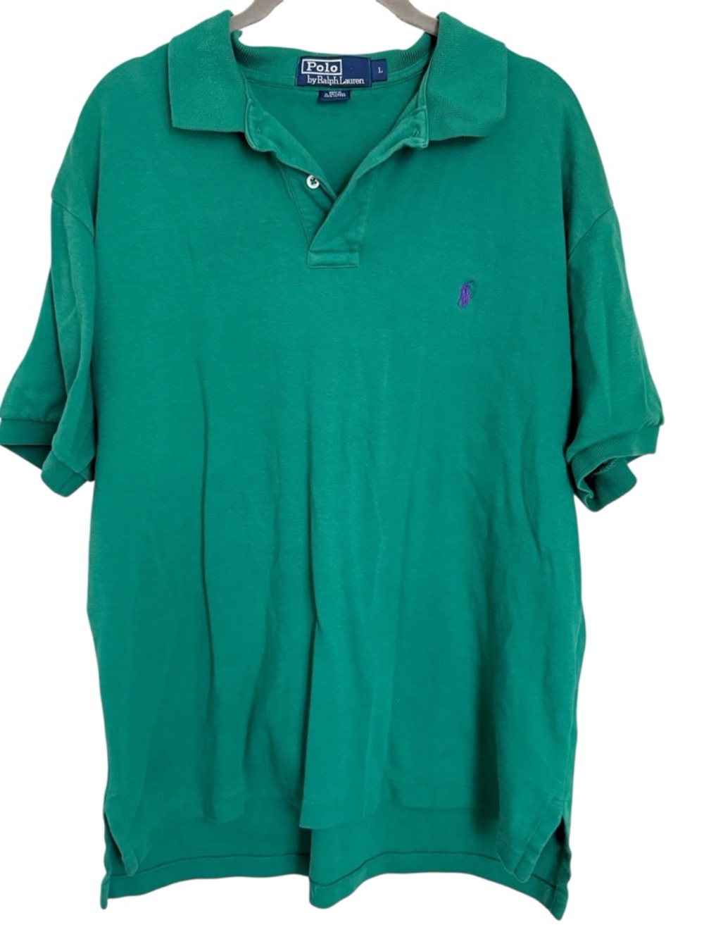 Polo by Ralph Lauren Green Short-Sleeve Polo with Purple Pony Sz L